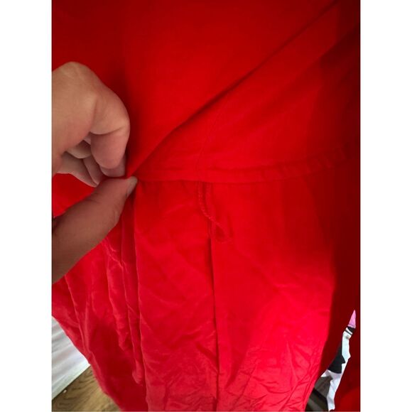 Vintage Joanie char 100% silk red dress maxi long sleeve ruffle bust missing bel - Picture 6 of 6